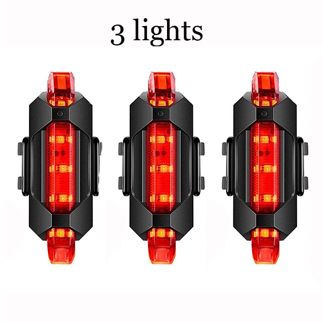 Luz da bicicleta usb led recarregável conjunto de farol à prova chuva ciclismo frente traseira lâmpada lanterna advertência da bicicleta: Vermelho