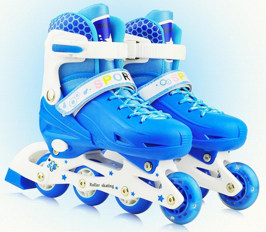 Kids Flash Roller Skate Schoenen Schaatsen Sneakers Kinderen Voor Meisjes Jongens Roze Blauw Outdoor Ajustable Inline Schaatsen Wielen Schoenen: blue / l 37-41