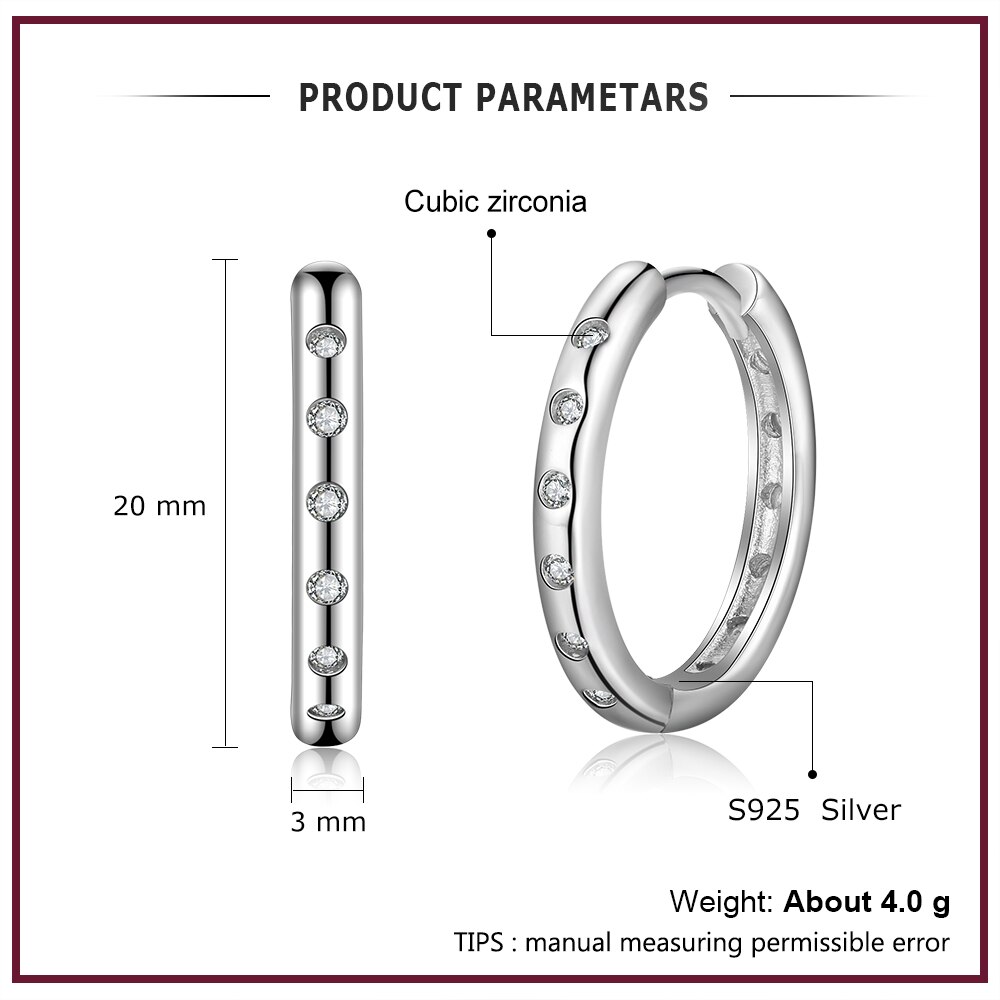 925 Sterling Silver Hoop Earrings Minimalist Simple Circle Earrings Silver 925 CZ Earrings for Women Fine Jewelry (Lam Hub Fong)