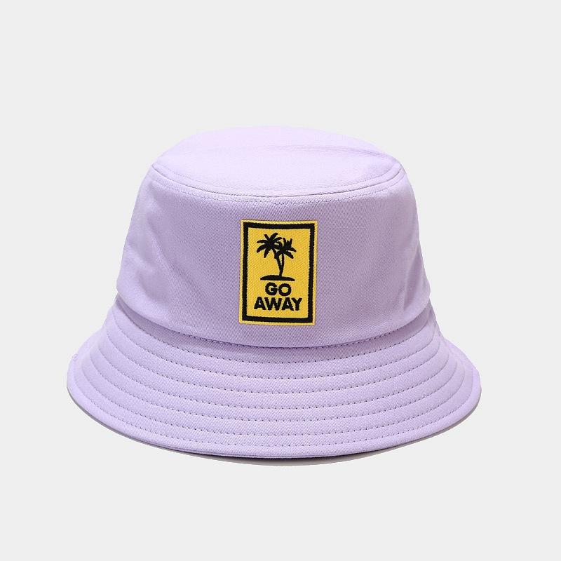 style letter go away embroidery Bucket Hat Fisherman Hat outdoor travel hat Sun Cap Hats for Men and Women 135: Purple