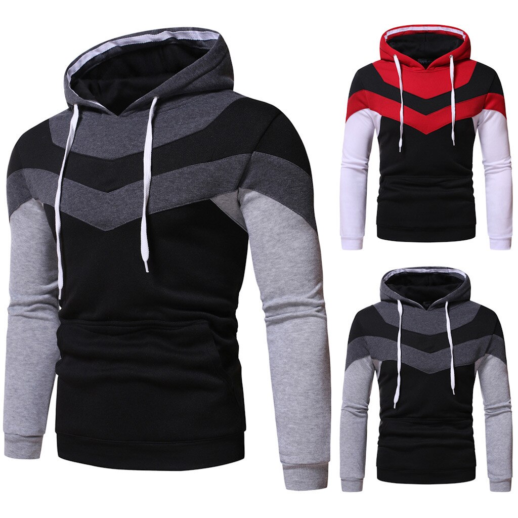 Men Autumn Tracksuit Long Sleeve Patchwork Sport Hooded Sweatshirt Fitness Slim Training Hoodies Outwear Moleton Masculino#g4