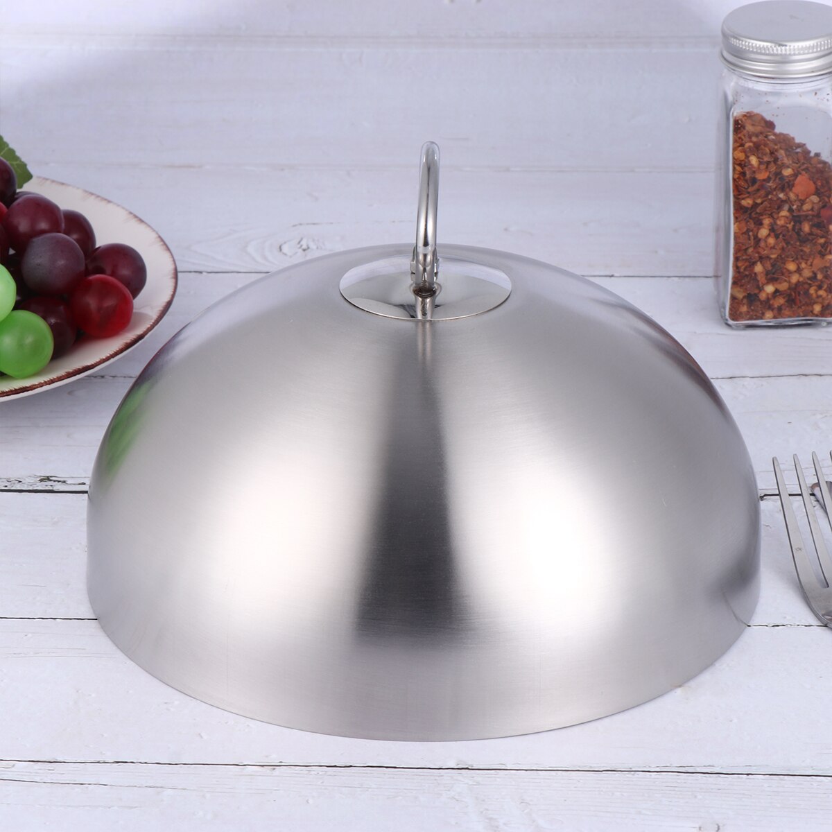 Stainless Steel Steak Cover Teppanyaki Dome Dish Lid Anti Oil Splashing Food Cover Cooking Tool for Restaurant Home (20cm)