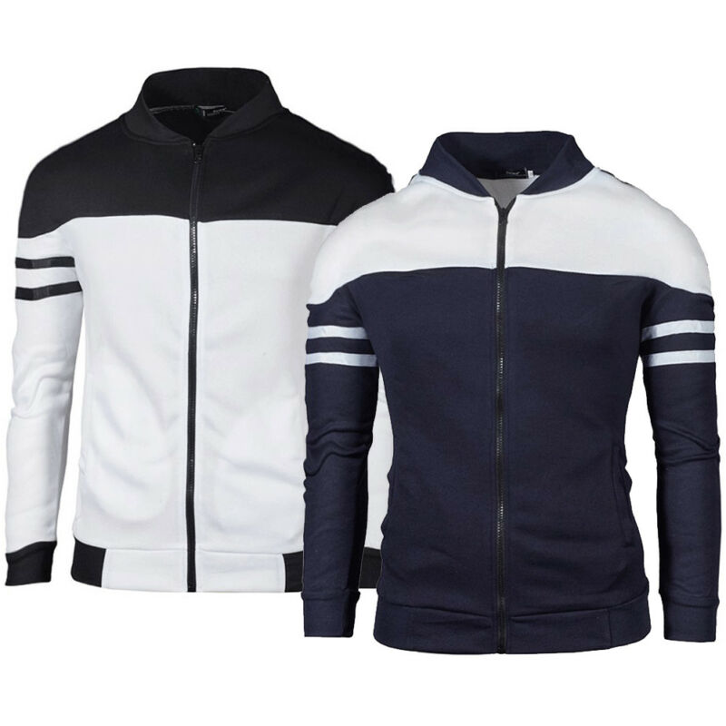 Meihuida forår efterår mænd golf jakker frakke stribet patchwork slim fit jakker til afslappet sport jakke mandlig mand sportwear toppe