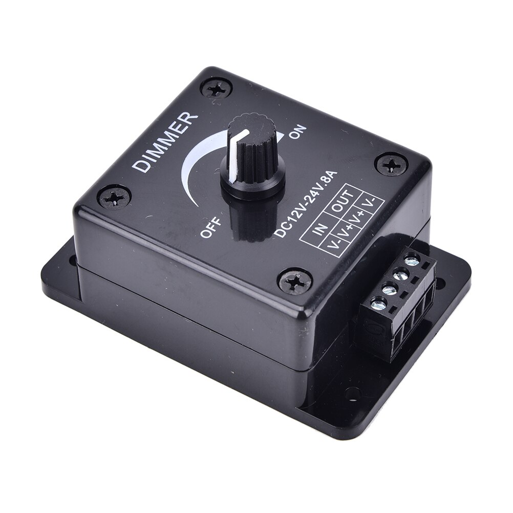 Black DC 12V 24V 8A Adjustable LED Dimmer Switch Brightness Lamp Bulb Strip Driver Single Color Light Power Supply Controller