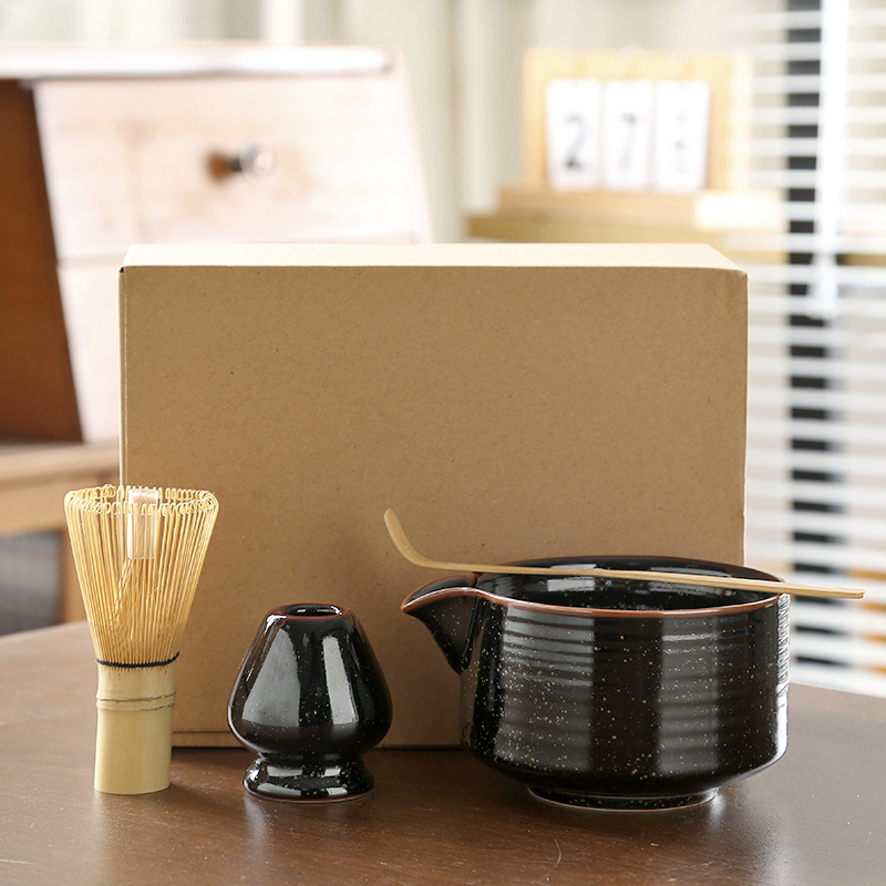 Japanese Matcha Tea Set Whisk Stand Tea Ceremony Matcha Bowl Grinder Brushes Tea Tools Holder Tea-making Tea Accessories: DARK GRAY