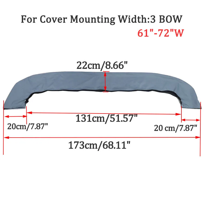 Waterproof 600D 3 Bow Bimini Top Boot Cover No Frame Yacht Boat Cover With Zipper Anti UV Dustproof Cover Marine Accessories: Orange