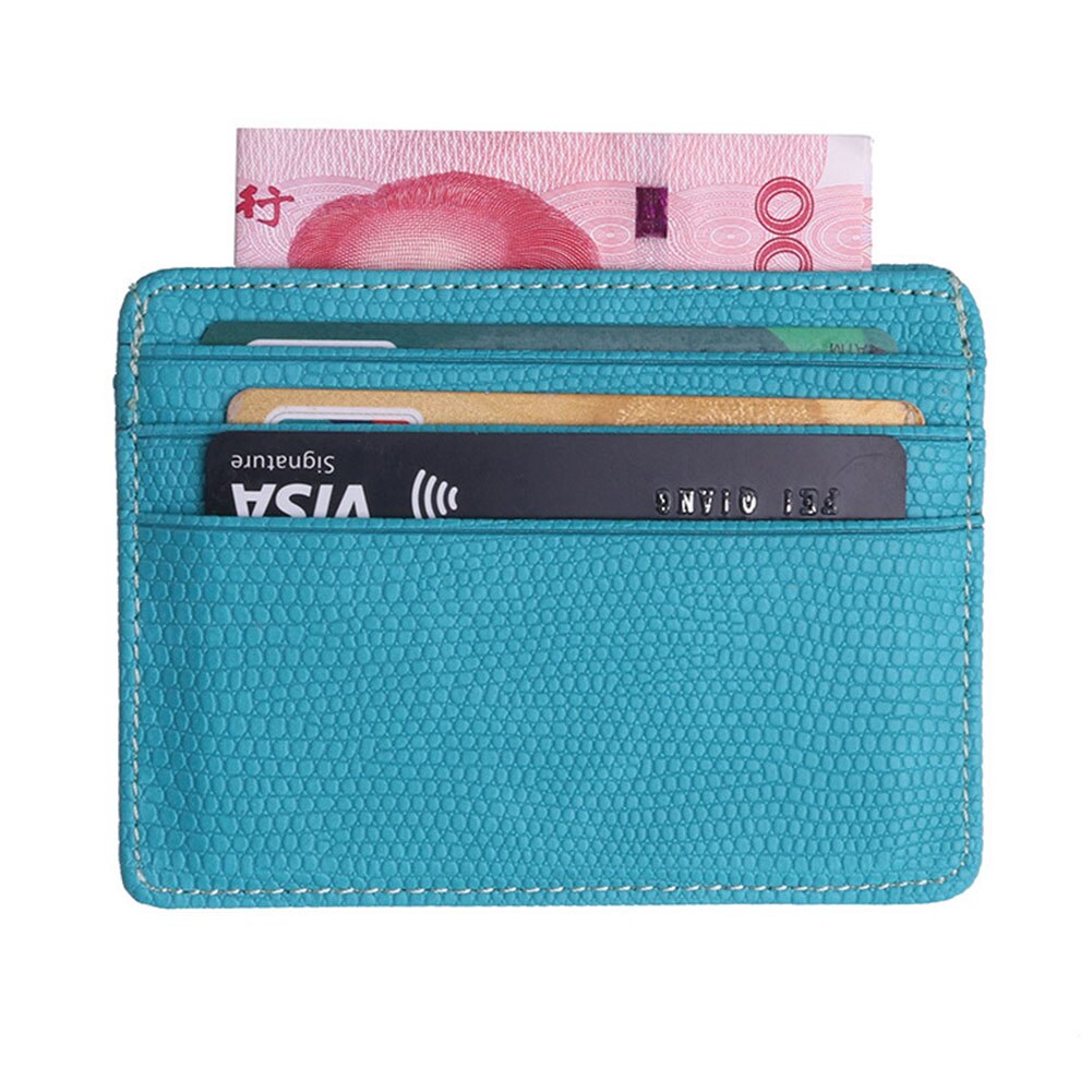 Women Men PU Leather Bank ID Card Wallet Holder Durable Slim Simple Travel Business Case With Purse Card Holder: Sky Blue