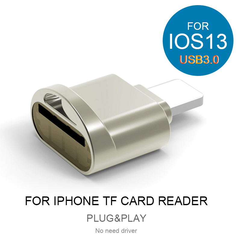 TF Card Reader for iPhone 13 12 11 Mini Pro Max Plug &amp; Play Lightning to Micro SD Adapter No Need Driver Card Reader for iPhone