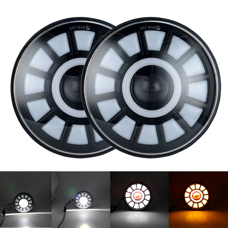 2 pcs Car LED 7 Inch Round Headlight Conversion Kit For Beetle Classic Volkswagen 1950 -1979 Lada Niva 4X4 Uaz Hunter Headlamps