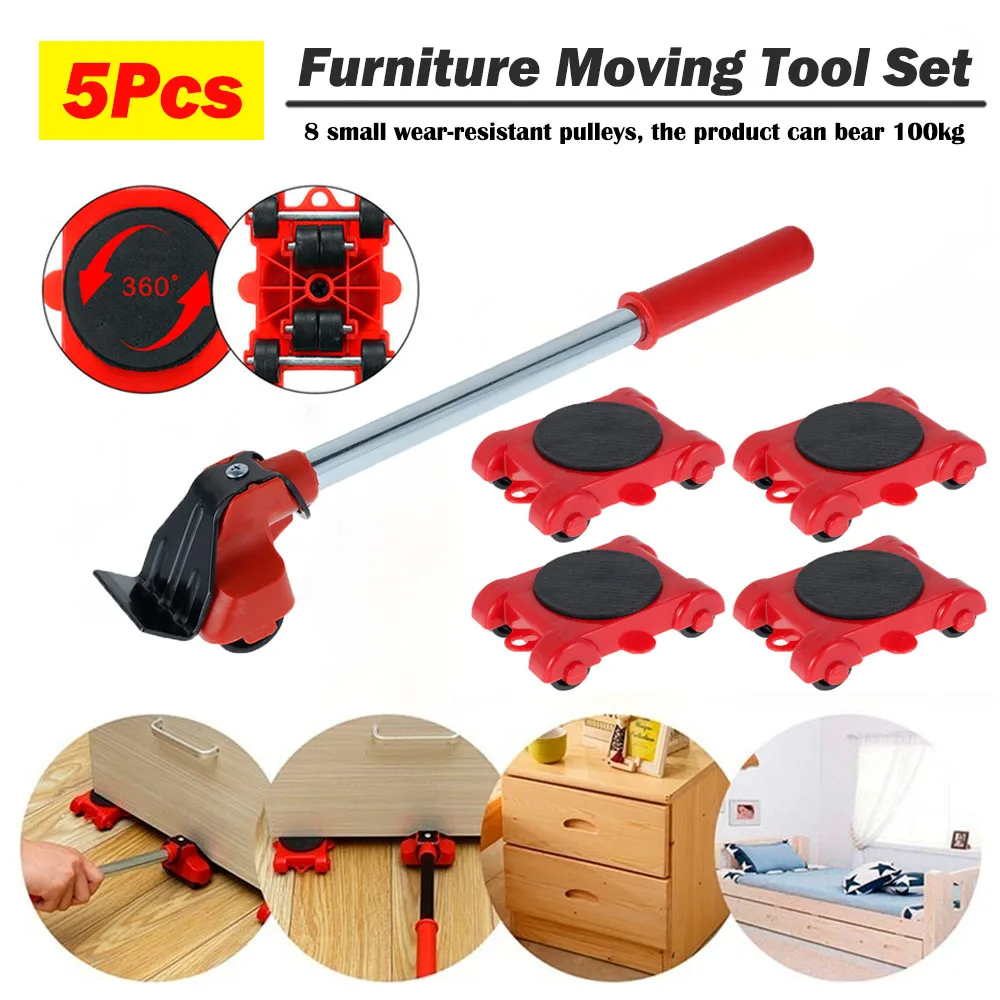5 stks/set Zware Meubels Lifter Mover Roller met Wiel Bar Bewegend Apparaat Lifting Helper Meubilair Bewegend Transport Tool
