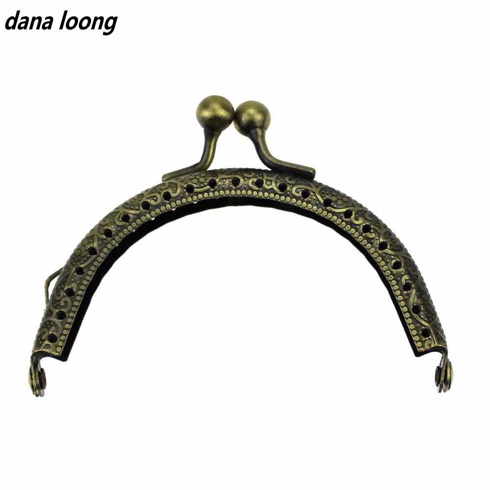 1 Stuk 8.5 Cm Bal Hoofd Embossing Metal Purse Frame Kus Sluiting Clutch Diy Handtas Accessoire: Antique bronze