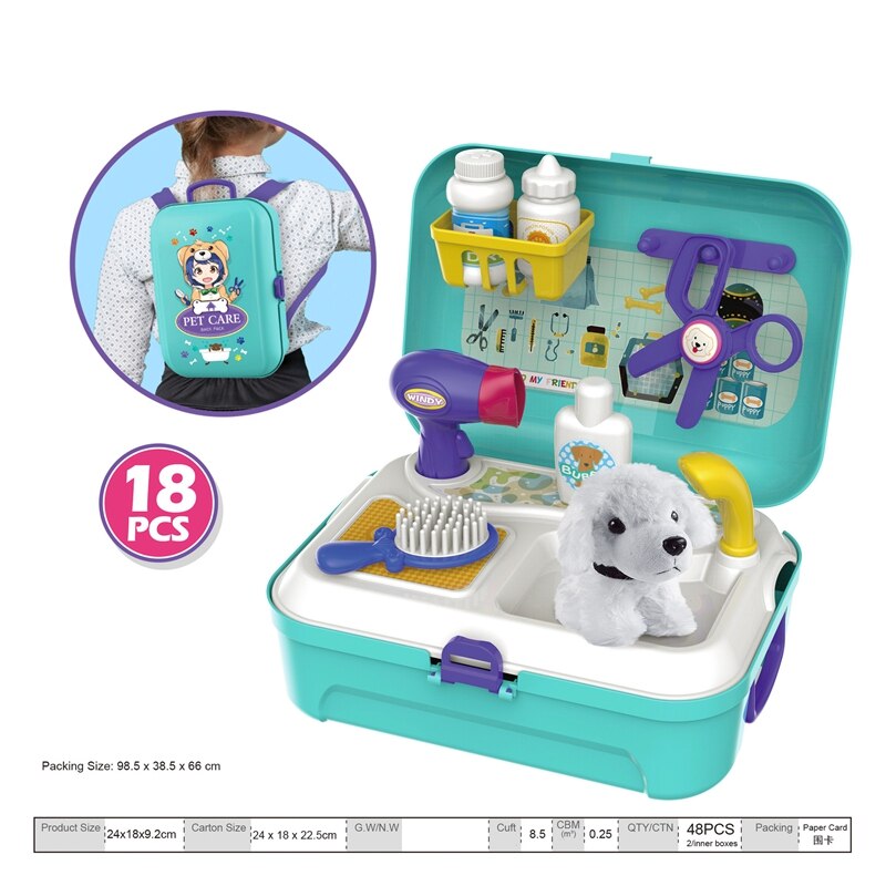 Soins pour animaux De compagnie Jeu Toilettage Kit Semblant Jouer Pour Animaux De Compagnie Sac Pour Animaux De Compagnie Simulation Sac À Dos pour Enfants