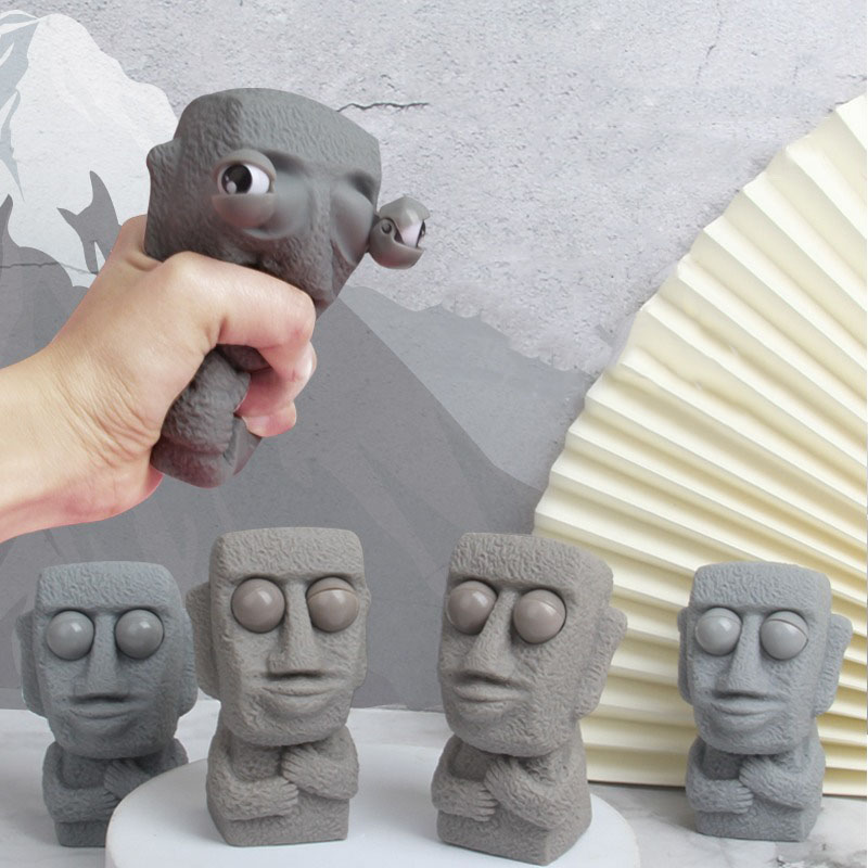 Stein Mann ver öffentlicht Stress Spielzeug langsam Rebounds weiche Moai Statue Squeeze Augen interessierten Ausdruck entspannt Stress Kinder