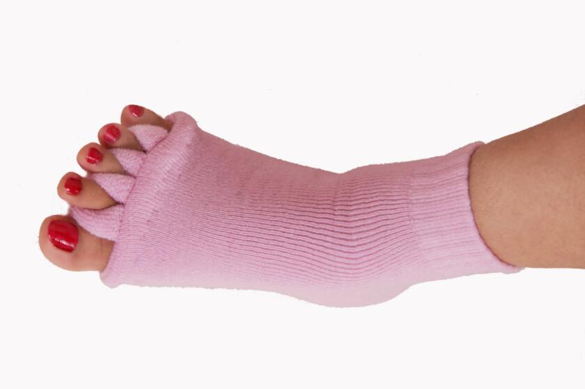 Calcetines para aliviar el dolor, dispositivo de pedicura, corrección de Hallux Valgus, cinco dedos del pie, separadores de dedos, 2 uds.: Morado