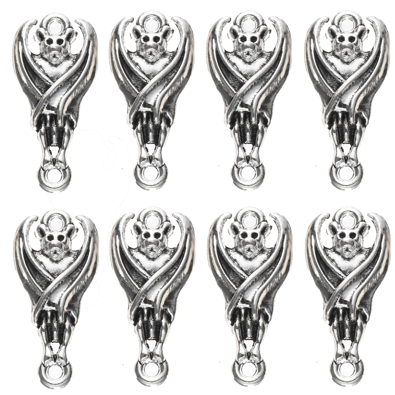 10 unids/lote de dijes de murciélago de Color dorado y negro, conector colgante, pendientes DIY, pulsera, collar para accesorios de fabricación de joyas: Marrón