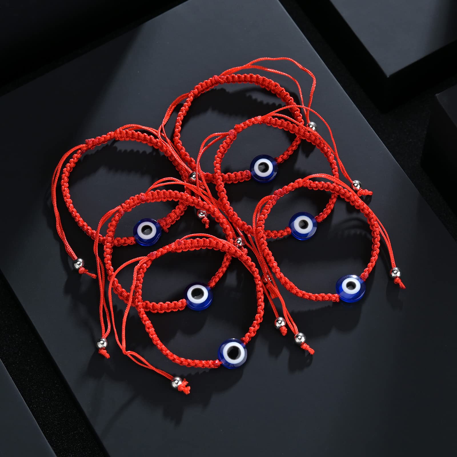 Pulsera de hilo rojo de la suerte para pareja, amuleto de buena suerte para cuerda de éxito, pulsera trenzada de ojos malvados, de joyería hecho a mano, 2-12 Uds.