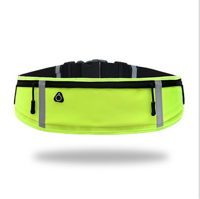 Riñonera ultradelgada de bolsillo para hombre y mujer, Unisex, impermeable, de licra, portátil, para deportes al aire libre, pequeña: Fluorescent Green