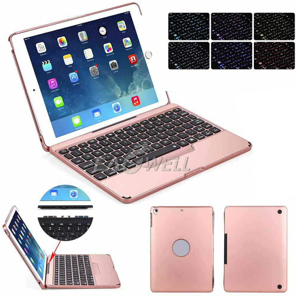 Backlit Wireless Keyboard for iPad 9.7 inch 5th 6th Air1 Air2 Funda Case Keyboard Tablet Cover for iPad Pro 9.7 inch: Rose gold