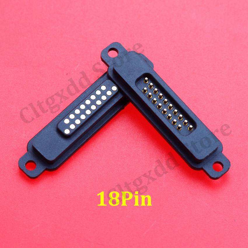 1Pair 13/14/15/16/17/18/19/20Pin Waterproof Magnetic Pogo Pin Connector 2A Male Female Pogopin Spring Loaded DC Power Socket: black