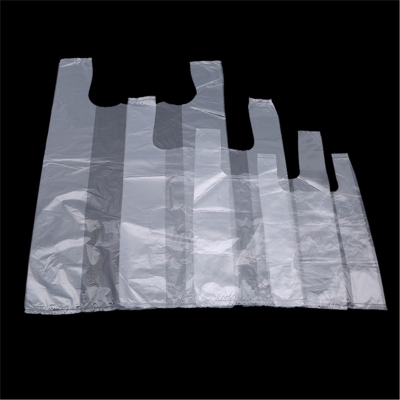 Sac de courses en plastique 100 pièces, sac de courses Transparent, sacs en plastique de supermarché avec poignée, emballage alimentaire