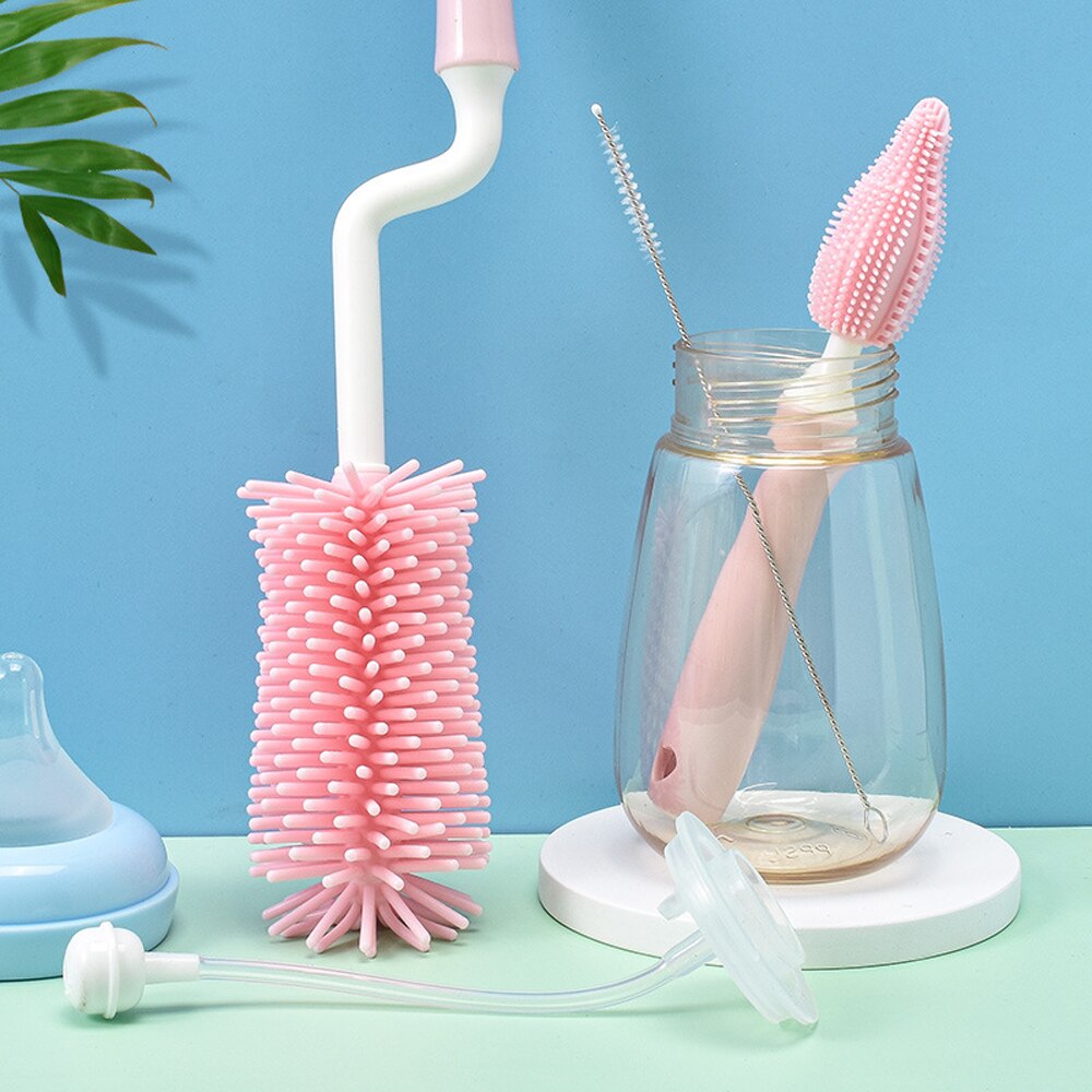 Abs-silikon-babyflaschenbürsten-einstellen, drehbar, handlich, becherreinigung, 360- grad-schnullerbürsten, babyflaschen-reinigungsgerät