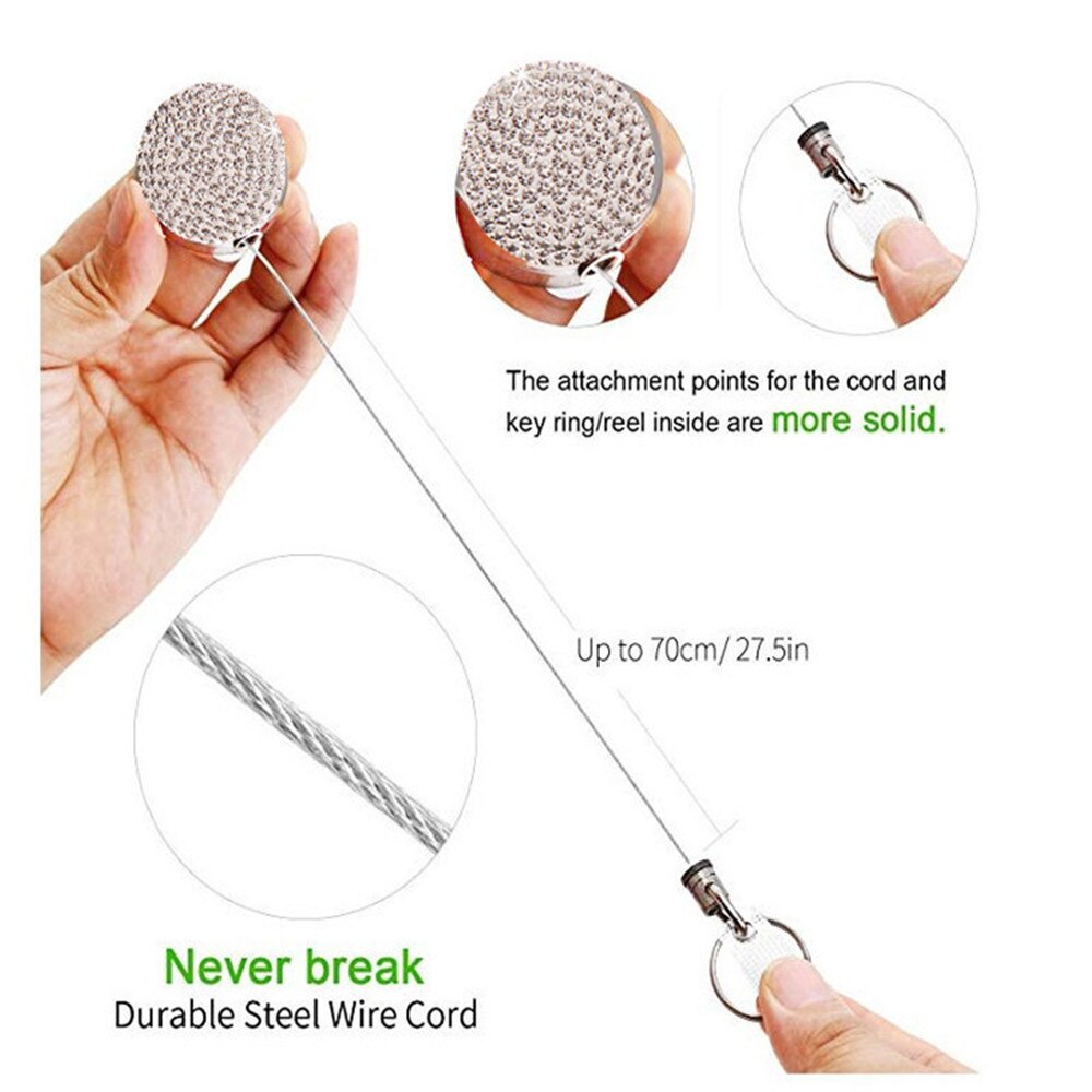 Rhinestone Retractable Holder Keychain Nurse ID Card Clip Hospital Badge Holder Work Badges Accessories Officer Daily Use