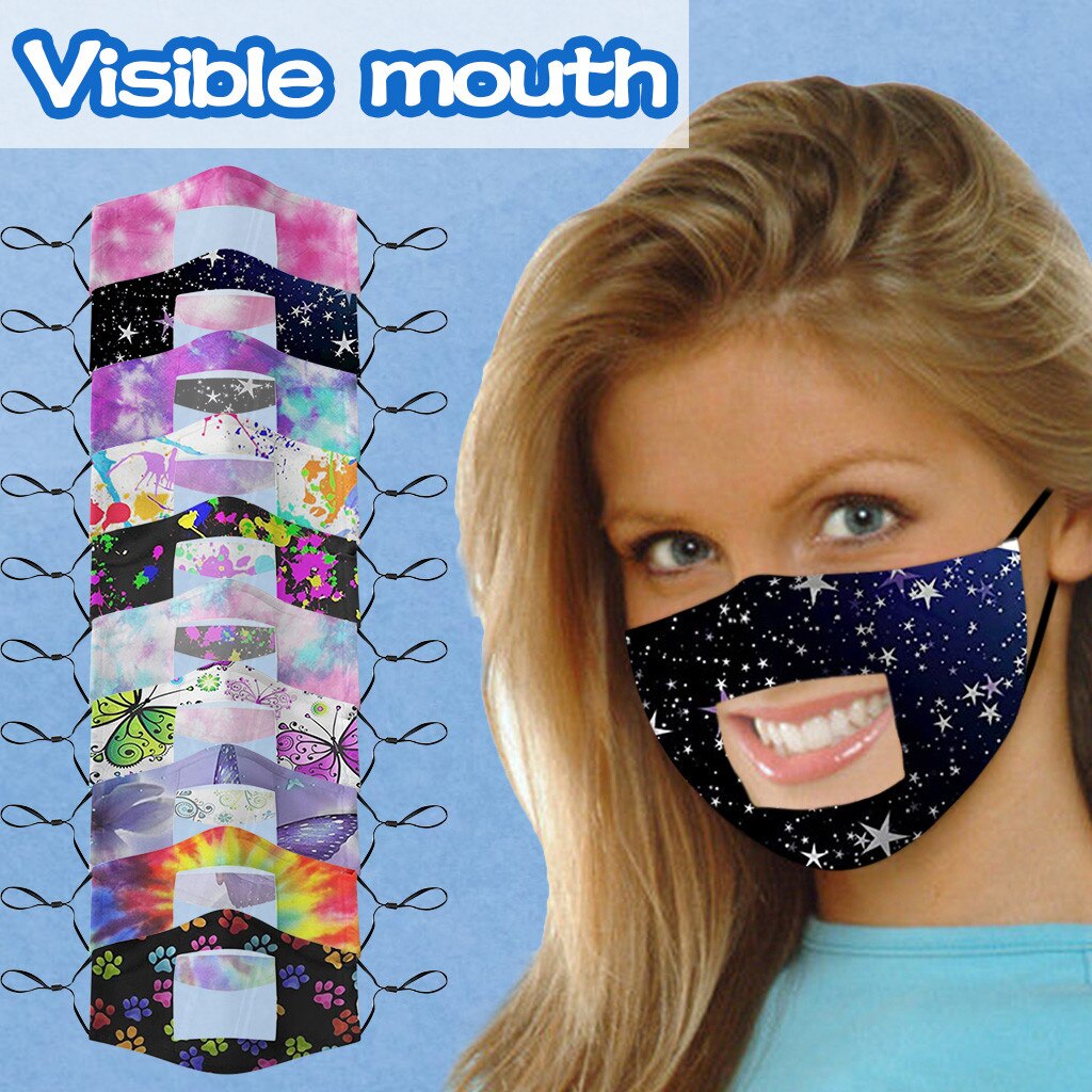 10Pc Gezichtsmasker Clear Vinyl Zichtbare Uitdrukking Lip Lezen Masker Wasbare Herbruikbare Maskers Verstelbare Oorhaakje Gezicht Cover # BL3