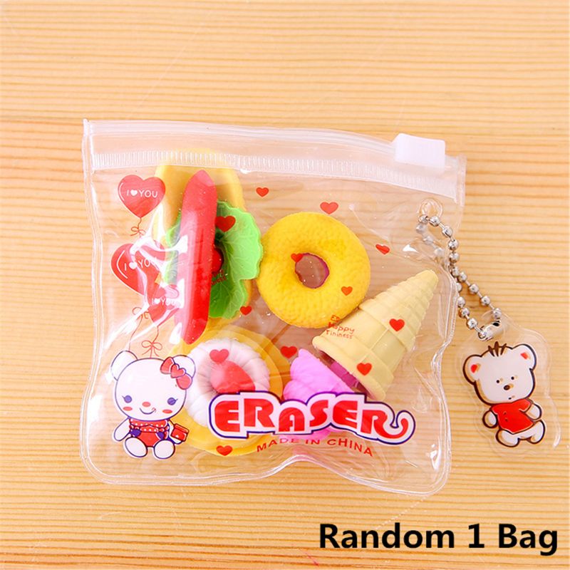 30+ Styles Cartoon Shape Rubber Eraser Cute Children Stationery School Supplies Rubber Eraser Correction Supplies Kids