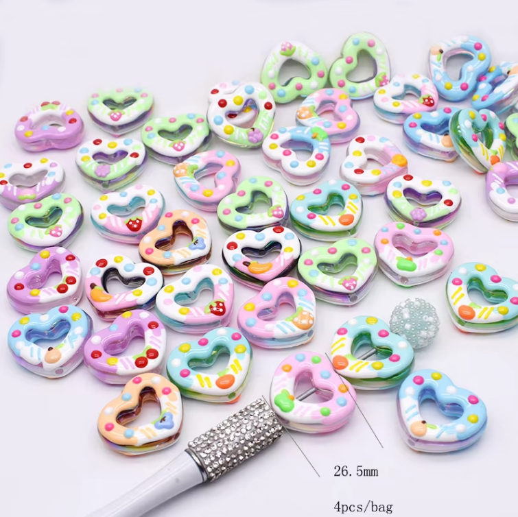 4/10pcs/bag Acrylic Beads Heart Star Flower Beads Color Painting Loose Spacer Beads for Jewelry Making DIY Phone Chain Bead Pen: Yellow