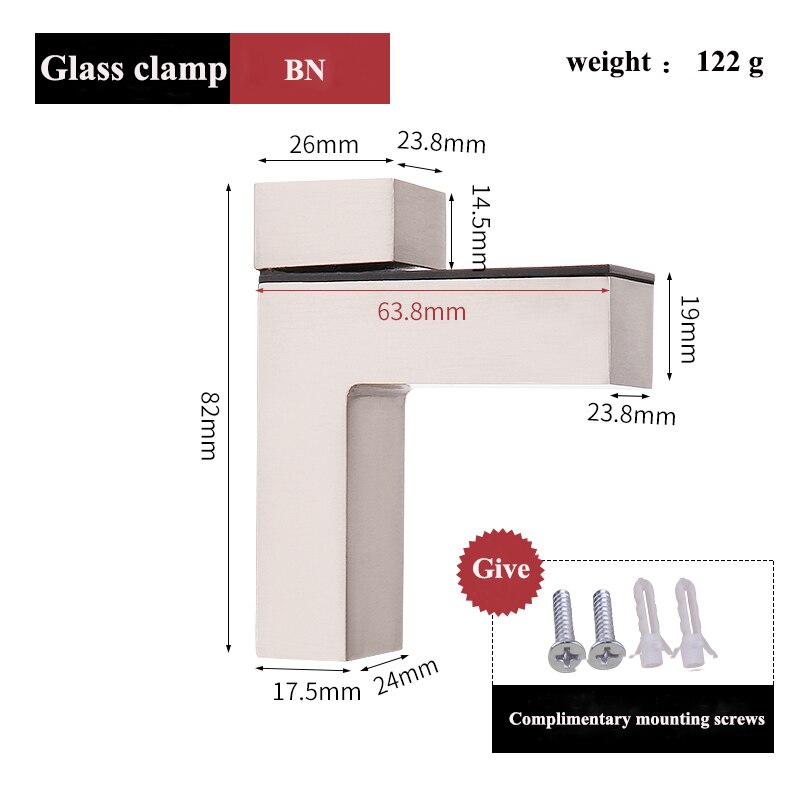 Zinc alloy Glass clamp Adjustable glass clip partition plate plate plate fish mouth clamp f clamp fixing bracket clip plate