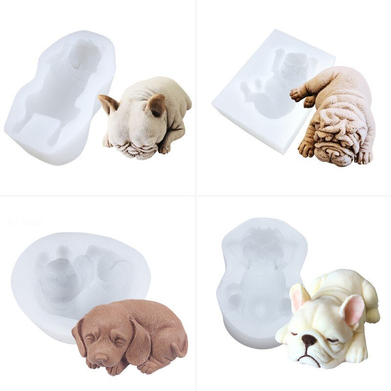 Noël Silicone moule pour chien jolie Mousse gâteau 3D Shar Pei moule crème glacée gelée pouding souffle refroidisseur Fondant outil décoration