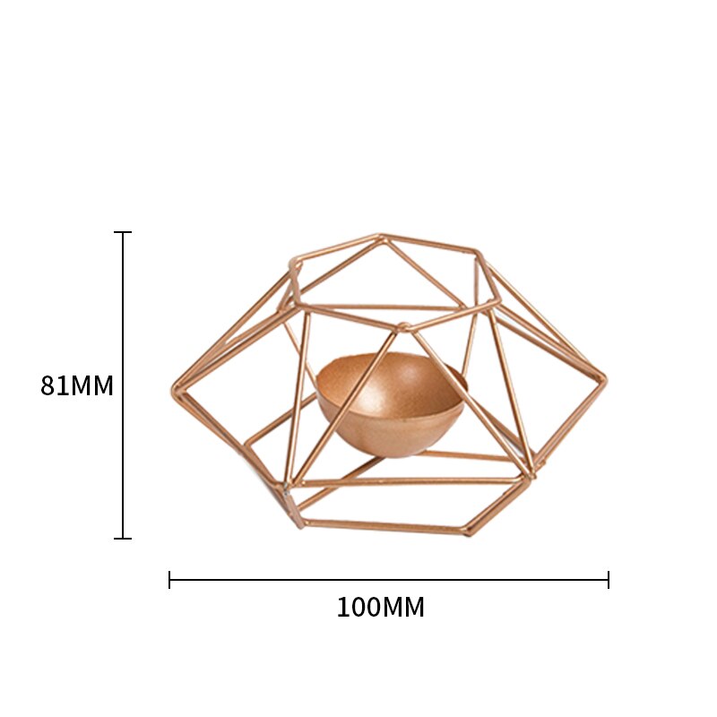 Candelabros geométricos de hierro forjado de estilo nórdico, portavelas de Artesanía de Metal para sala de estar, dormitorio, decoraciones de boda: Rose gold A008