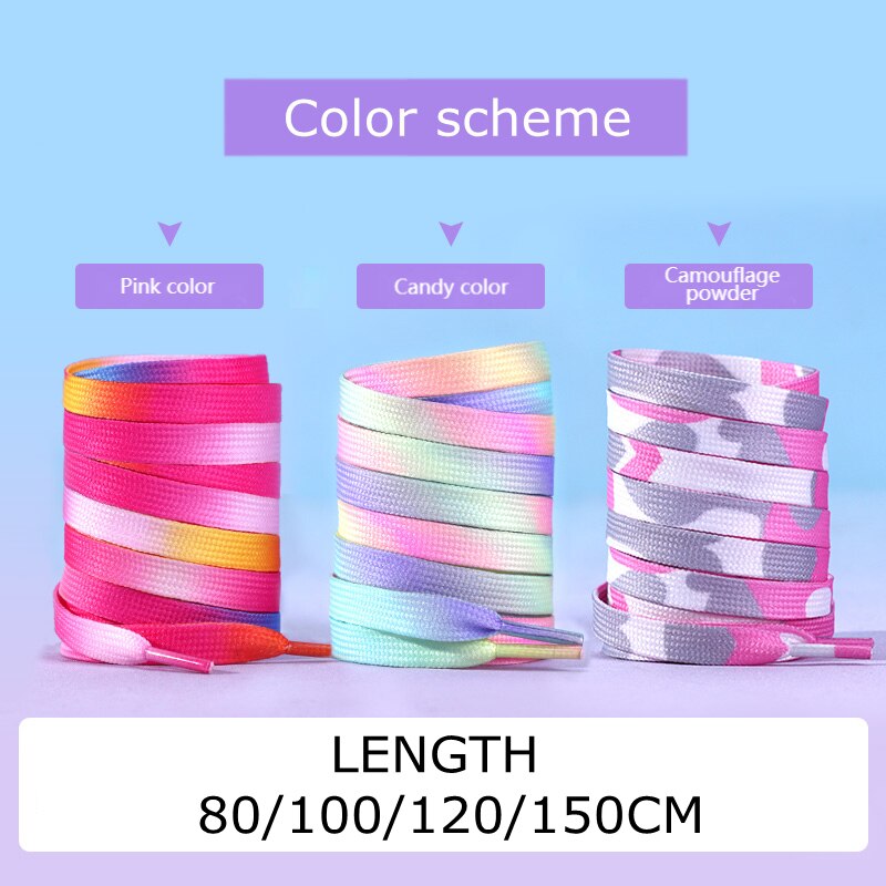 Modische flache Schnürsenkel, Regenbogen-Schnürsenkel für Sneaker, lässige Segeltuch-Schnürsenkel, Schuhzubehör, bunter Druck, Farbverlaufs-Schnürsenkel
