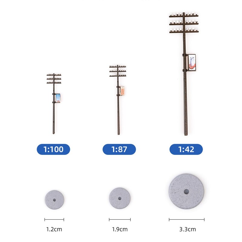 3 Pcs Model Train Ho Scale DIY Architectural Model Telegraph Poles Material Sand Table Model Materials