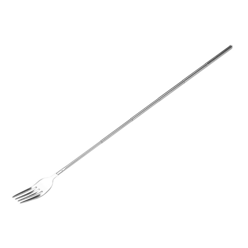 Extendable Telescopic Long Handle Fork Stainless Steel Cutlery Food Dinner Extends J78C