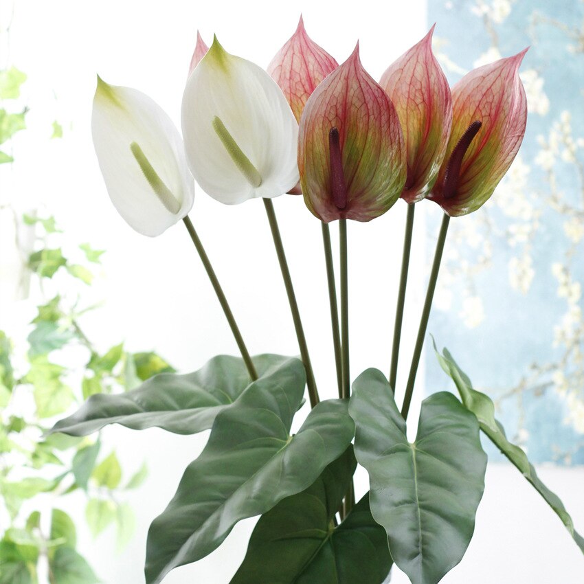 Anthurium blomster indendørs planter balkon kontor kunstige blomster bonsai gulv blomst hjem dekoration