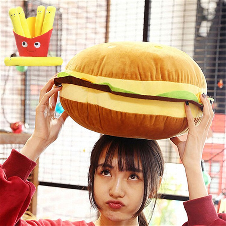 30/40cm hamburger plush cushion pillow plush toy soft padded cute hamburger French Fries pillow boy girl