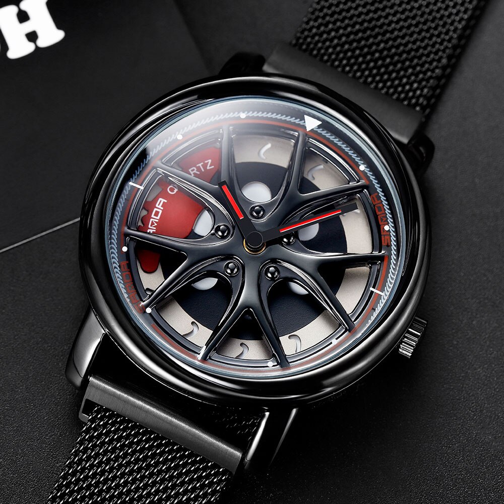 Auto velg quartz horloge man creativiteit auto polshorloge stalen magneetsluiting wiel velg naaf horloges relogio masculino