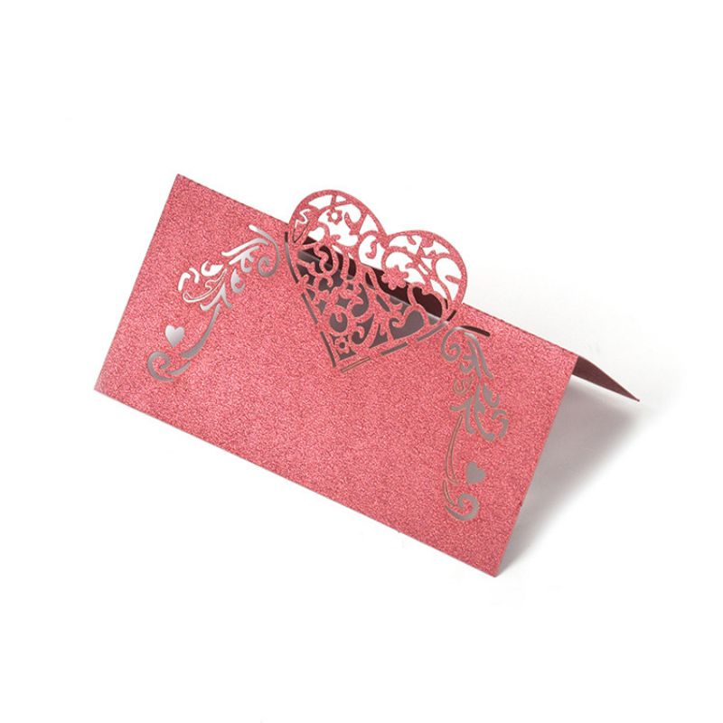 Bord bord kort udhulet bryllup invitation kort kort bord navn beskeder lykønskningskort bryllup fest kort 50 stk.: R