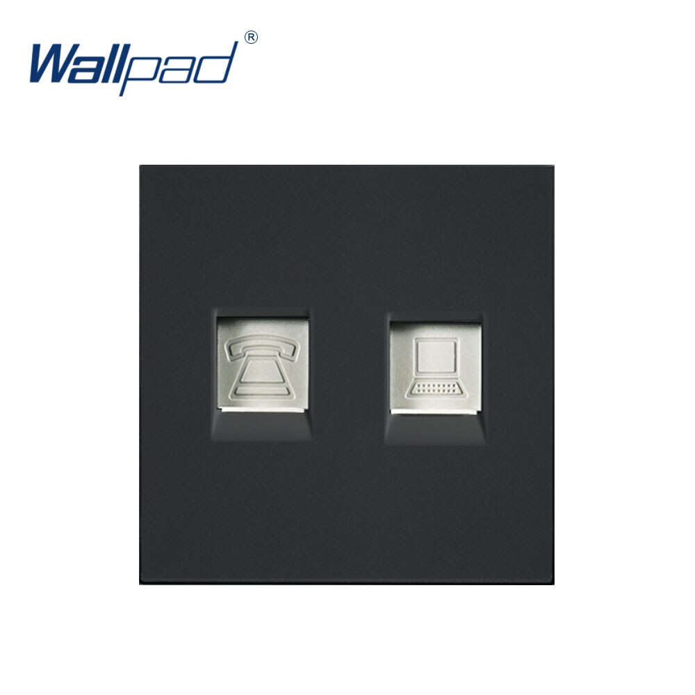 Wallpad tlf og com stik data ethernet  rj45 cat 6 stikkontakt funktionstast til væg kun hvid og sort plastmodul: Kat 5 / Sort
