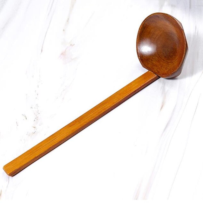 1Pc Kitchen Long Handle Spoon Wooden Spoon Dessert Rice Soup Spoon Cooking Wooden Spoon Kitchen Accessories: Spoon