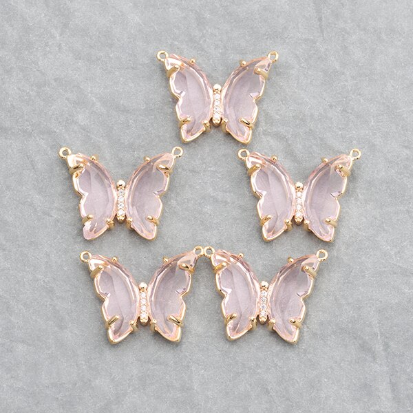 GUFEATHER M737,jewelry accessories,18k gold plated,0.3 microns,diy glass pendants,butterfly shape,charms,diy earring,6pcs/lot: M73702