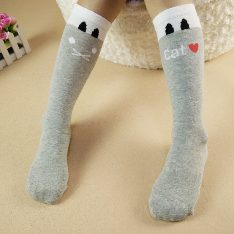 Forår og efterår børn knælange sokker sydkorea tegneserie meow stjerne mennesker bunke sokker bomuld studerende sokker tobani: Himmelblå