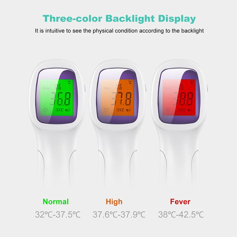 Multifunction thermometer three-color backlit display forehead thermometer digital display infrared alarm human body thermometer
