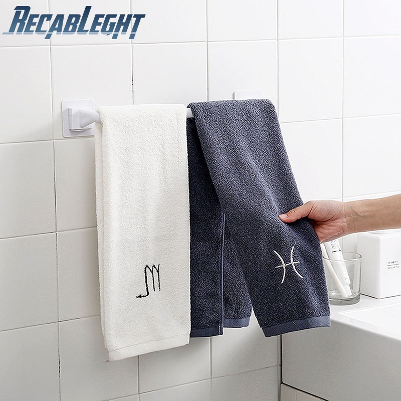 Recableght Self Adhesive Towel Rod Bar Wall Mount Bath Towel Holder Rail Rack Easy To Install Saving Space For Kitchen Bathroom