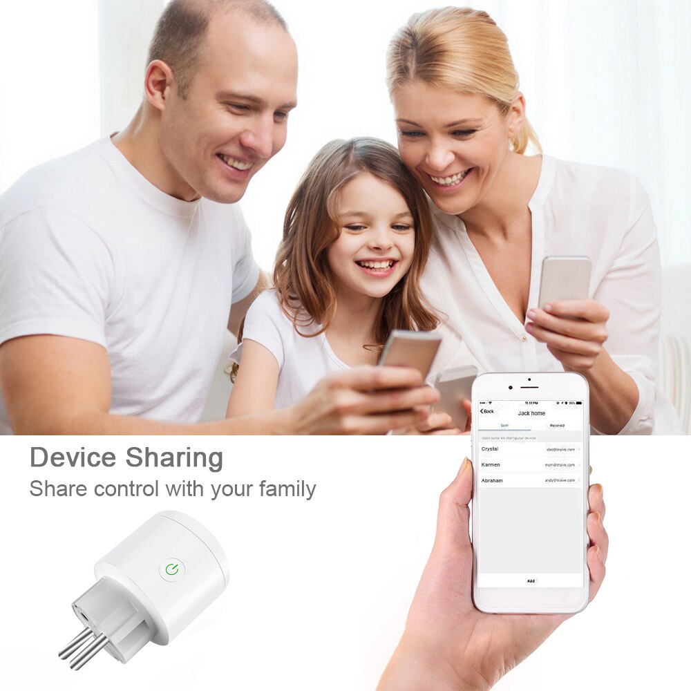 Eu stikkontakt tidtaking av/på energiovervåking app fjernkontroll 16a arbeid med google assistent /alexa/echo/ ifttt