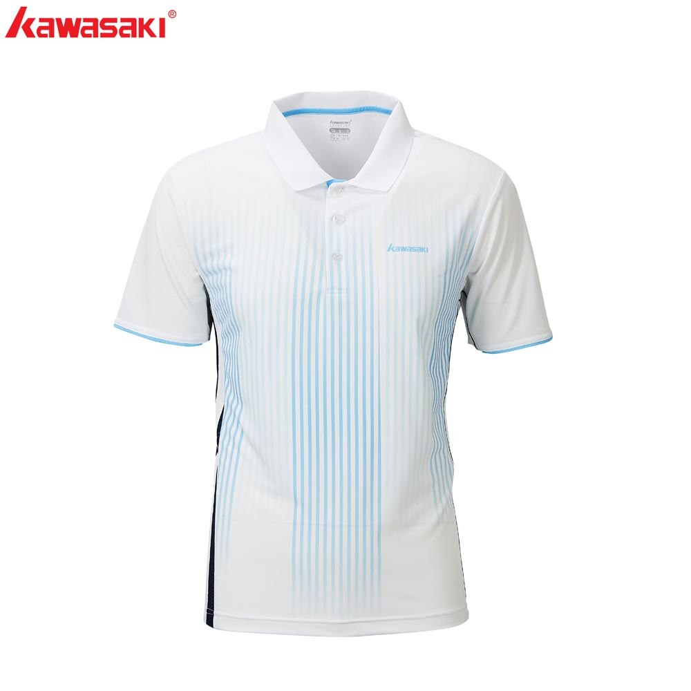 Kawasaki Sportswear 100% Polyester Badminton Sports Men Shirt Breathable Sweat Short T-shirts ST-R1202 ST-R1203: ST-R1203 White / M