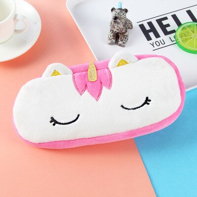 Cute Unicorn Pencil Case Plush School Pencil Cases Bag Stationery Pencil case Kawaii Pencil Case For Girls School Supplies Tool: Red