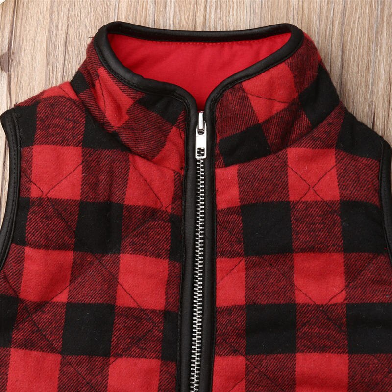 Bambino del bambino Delle Ragazze Dei Ragazzi Gilet Bambini di Inverno Del Bambino Vestiti A Quadri Senza Maniche Della Maglia Della Chiusura Lampo Dei Bambini A Vita Cappotto di Autunno Outwear 1-6T