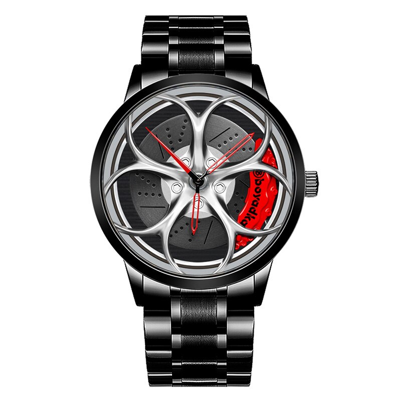 Boyadka horloges heren wiel velg naaf horloge heren polshorloge klok sportwagen op maat heren polshorloge relogio masculin: B5073- zilver-gd